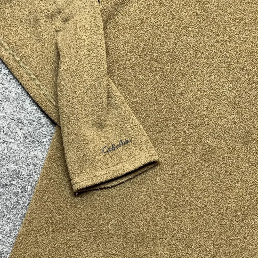 Cabela's Fleece Pullover Mens LT Beige Long Sleeve Crewneck Shirt Outdoor - Picture 2 of 9